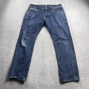 7 For All Mankind Men's The Straight Jeans‎ Blue Size 32x28 Distressed